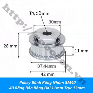 PKK1556 Pulley Bánh Răng Nhôm 3M40 40 Răng Bản Rộng ...